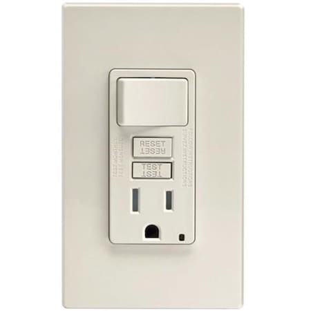 Leviton Leviton Mfg C26-GFSW1-00T Self-Test Tamper Resistant GFCI Switch & Outlet Combination With Wallplate; Light Almond 4996815